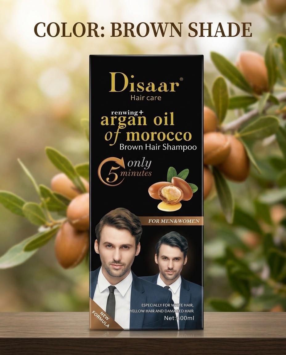 Disaar Argan Oil of Morocco Hair Shampoo (Brown Shade & Black)  Net Content: 400ml