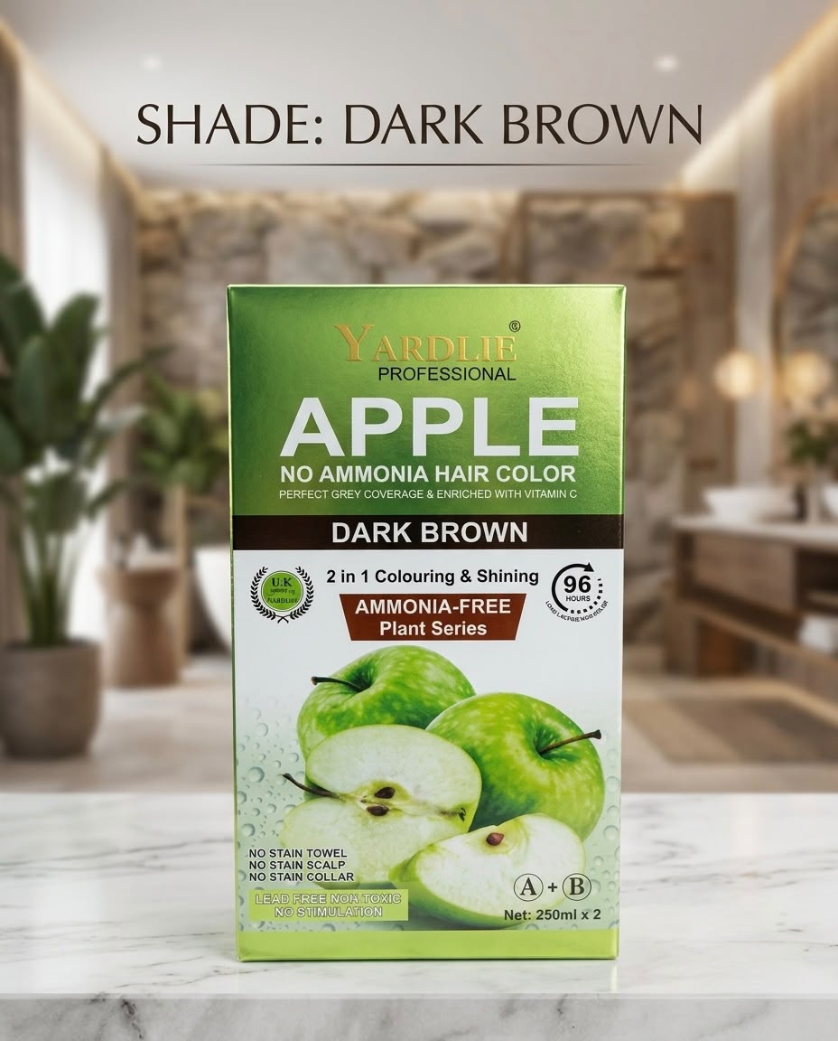 Yardlie Professional Apple No Ammonia Hair Color (Dark Brown & Natural Black)  Net Content: 250ml x 2