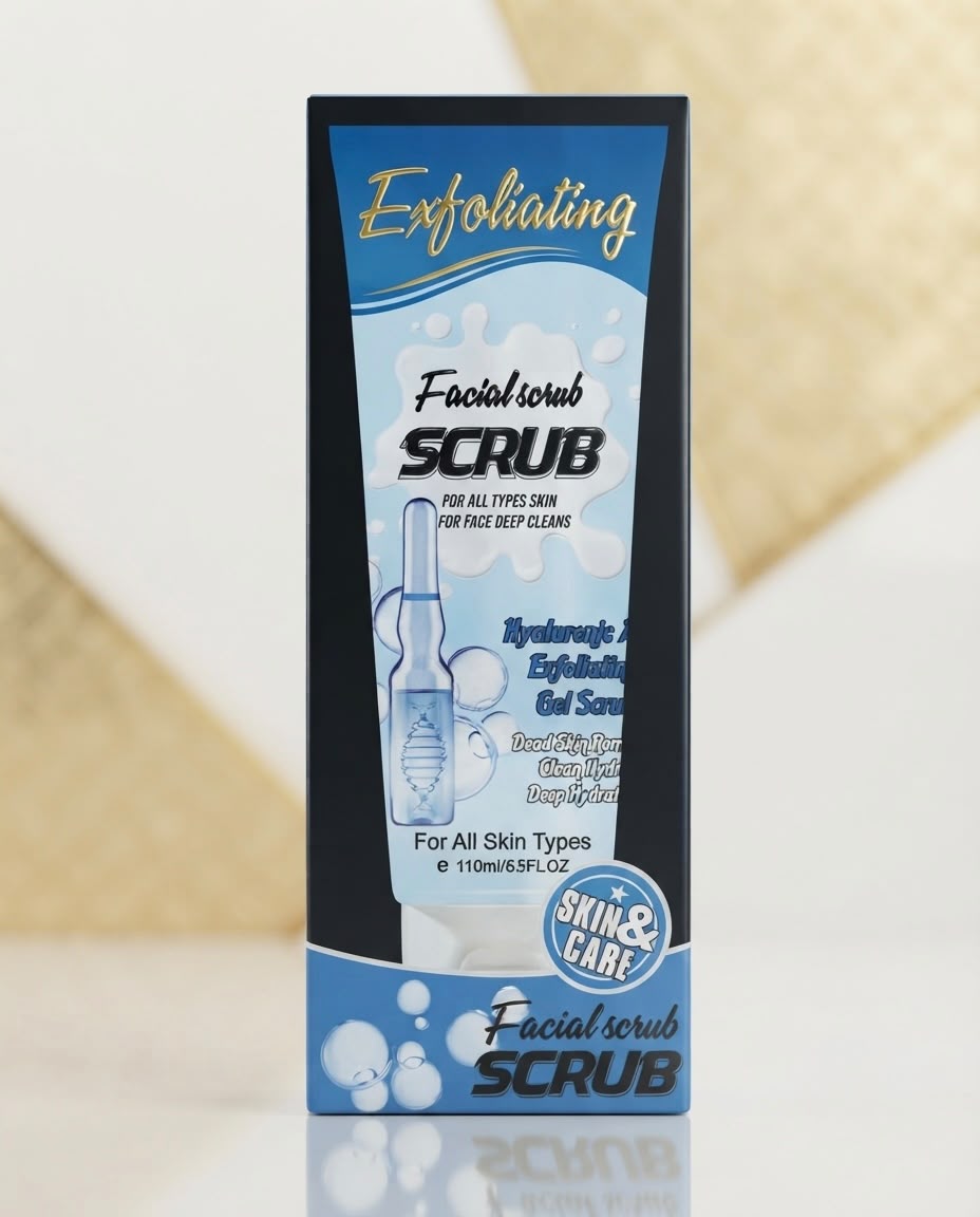 Exfoliating Facial Scrub Scrub (Hyaluronic Acid)  Color: Blue / Black