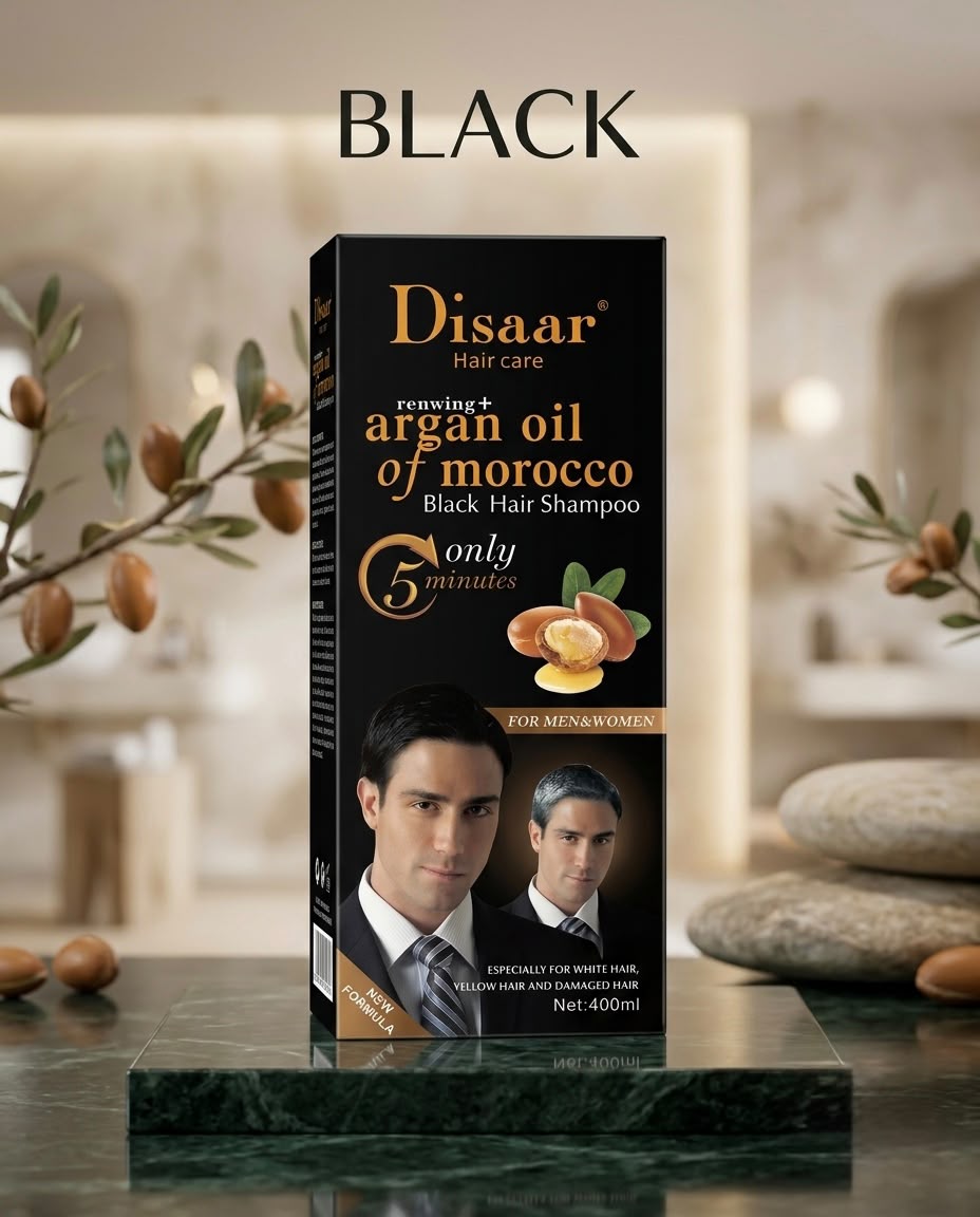 Disaar Argan Oil of Morocco Hair Shampoo (Brown Shade & Black)  Net Content: 400ml