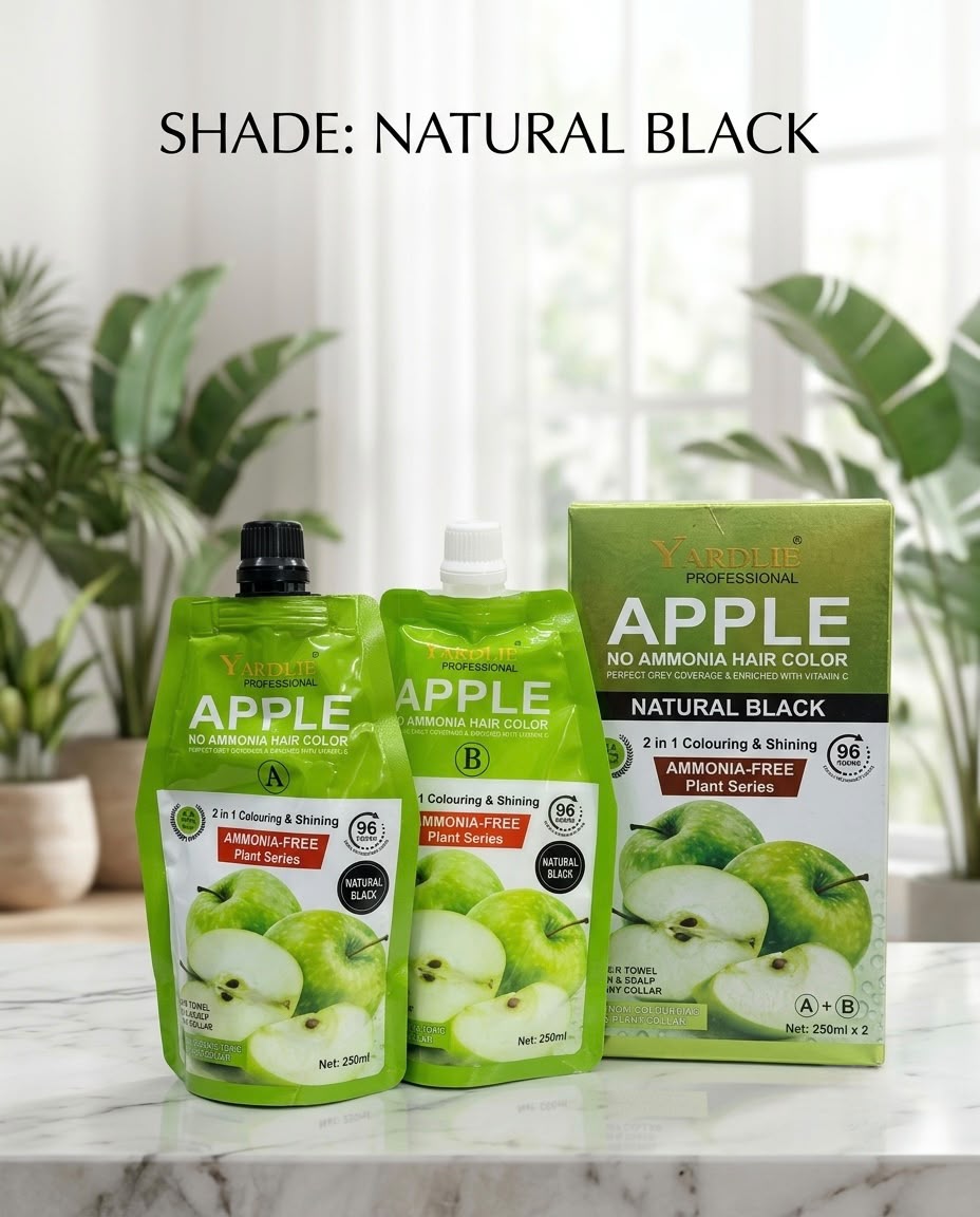 Yardlie Professional Apple No Ammonia Hair Color (Dark Brown & Natural Black)  Net Content: 250ml x 2
