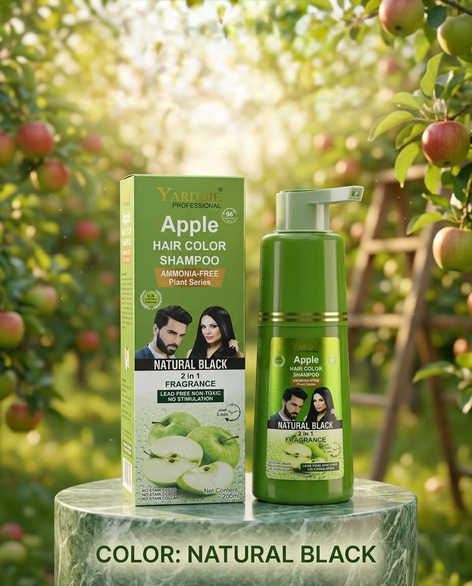 Apple Hair Color Shampoo: 200ml, Natural Black ,  Natural brown